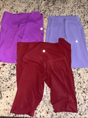 Lululemon Active Leggings Burgundy, Purple, Lavender bundle of 3! Gently used